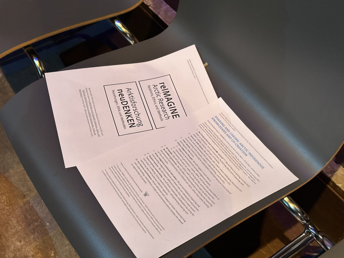 Guiding principles printed out and distributed in the room.